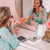 Beaupretty Travel Makeup Case with Lighted Mirror Portable Makeup Organizer for Outdoor Use Small Durable Faux Design for Storing Cosmetics and view 4