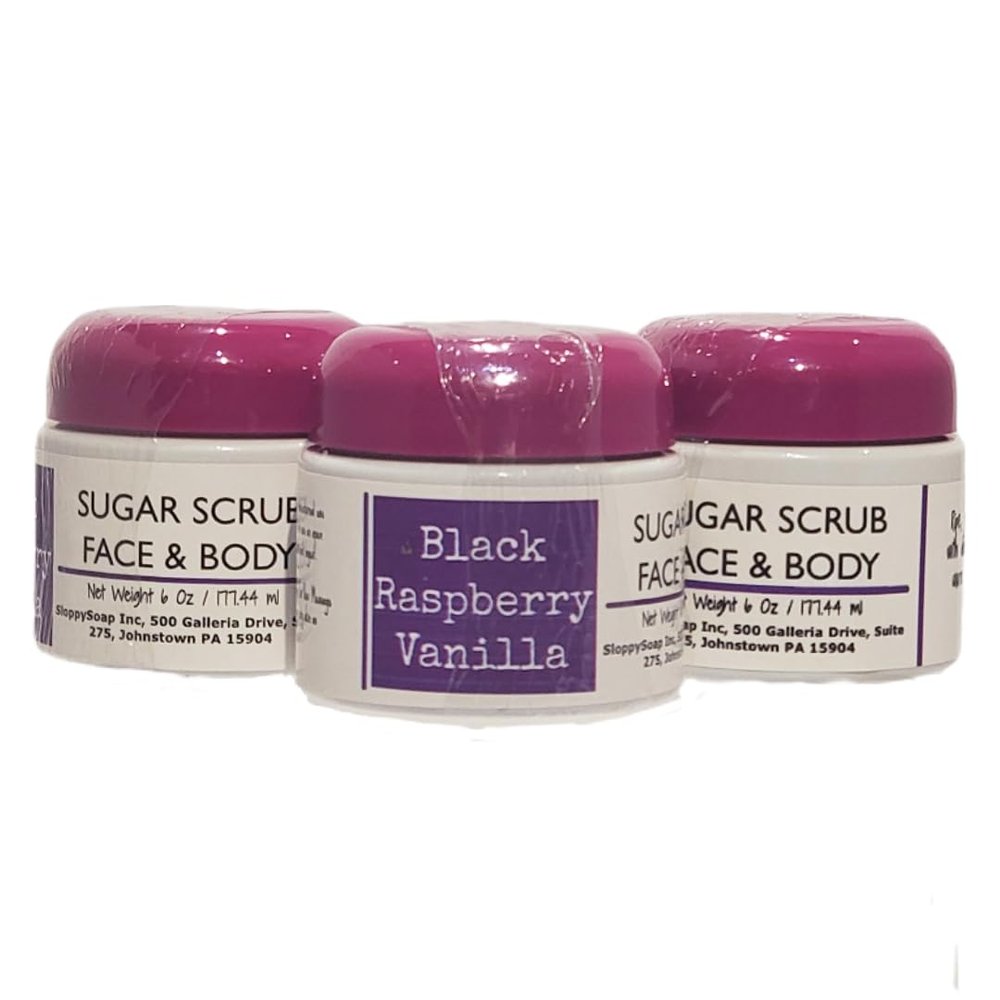 SloppySoap Black Raspberry Vanilla Sugar Scrub for Face & Body, 6 Oz