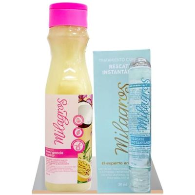 2 pack Emergencia Capilar Milagro Shampoo 15.2 oz + ampolla rescate instantaneo | Ideal for daily washing natural hair care | shampoo milagro tratamiento colombia