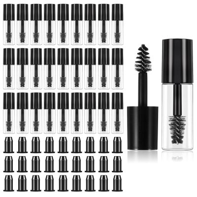27Pcs 3ML Empty Mascara Tube, Empty Mascara Tube and Wand Glass, with Brush Rubber Inserts for Home and Travel, Mini 3ML Makeup Containers for Eyelash Serum, Mascaras, Castor Oil and Lip Gloss(Black)
