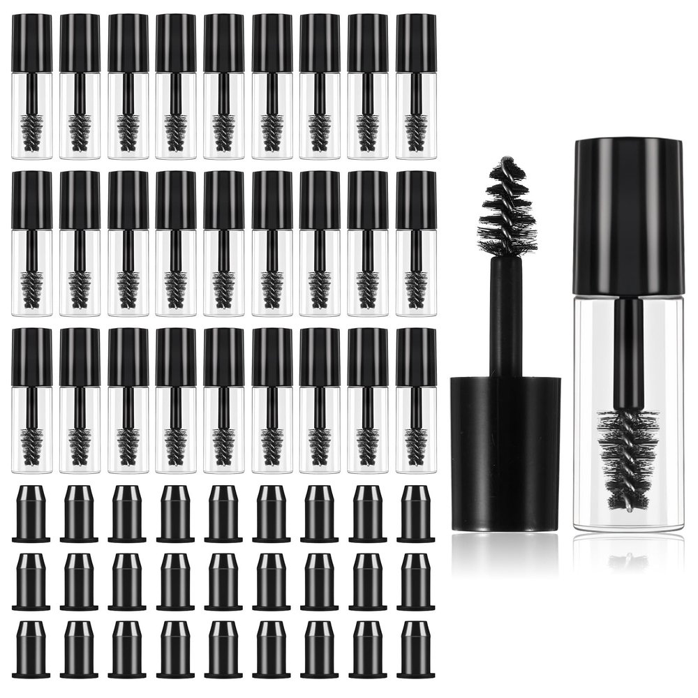 27Pcs 3ML Empty Mascara Tube, Empty Mascara Tube and Wand Glass, with Brush Rubber Inserts for Home and Travel, Mini 3ML Makeup Containers for Eyelash Serum, Mascaras, Castor Oil and Lip Gloss(Black)