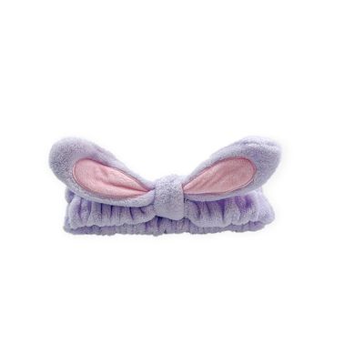 2 Pcs Spa Headband and,Bunny Face Washing Headband Set for Yoga Washing Face Makeup (Purple)