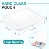 Hoolerry 4 Pcs Hard Clear Zipper Case Makeup Bags Plastic Pencil Pouch Transparent Storage Box Containers for Cosmetics, Snacks, Building Blocks, Puzzles(White,13.8 x 11.8 x 2 in) view 2
