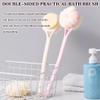 2-in-1 Shower Brush with Bath Flower Ball, Comfortable Nylon Soft Bristle Body Scrubber, Long Handle Back Washer with Hanging Rope, Clean and Relax(Milky White) view 2
