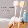 2-in-1 Shower Brush with Bath Flower Ball, Comfortable Nylon Soft Bristle Body Scrubber, Long Handle Back Washer with Hanging Rope, Clean and Relax(Milky White) view 4