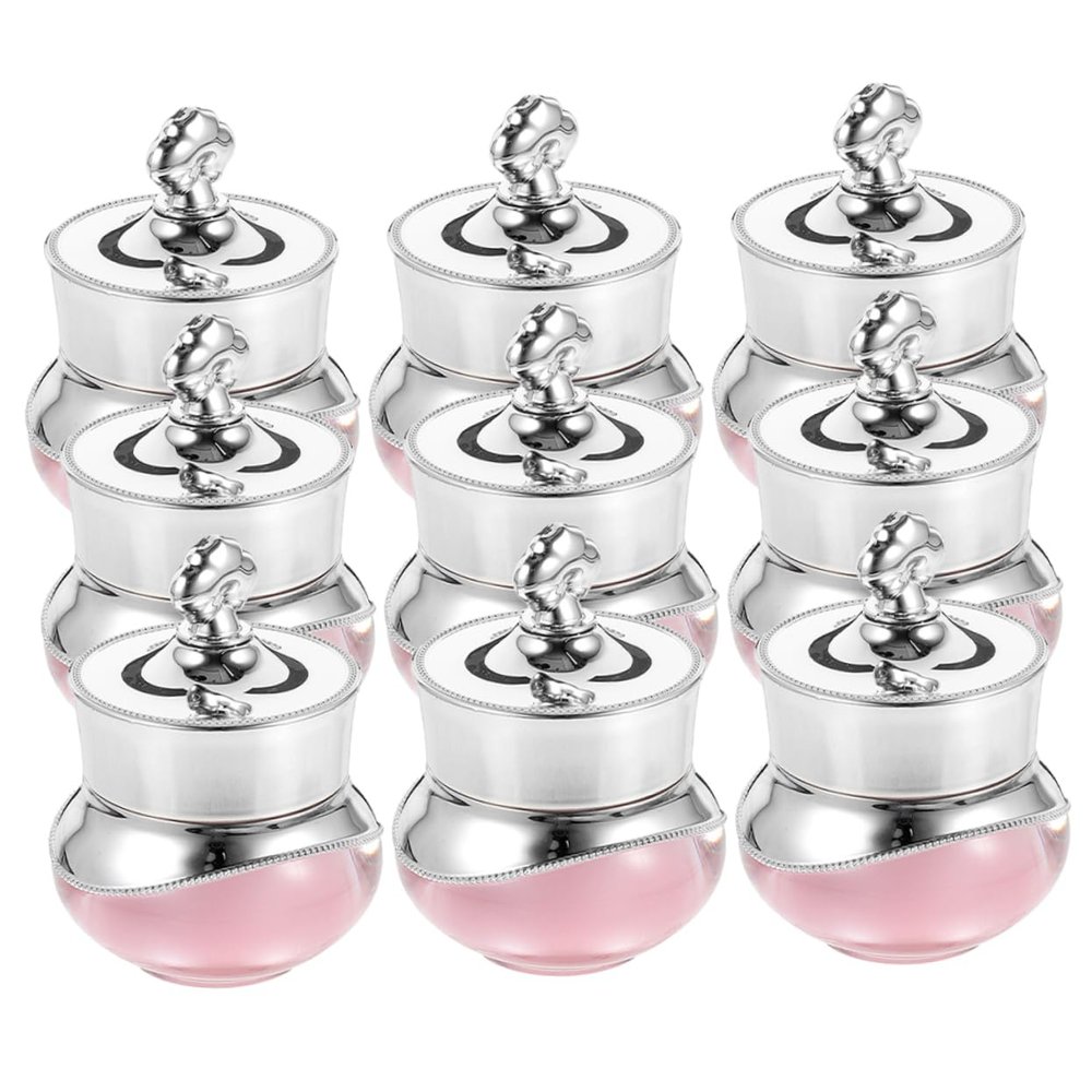 FOYTOKI 9pcs Acrylic Crown Bottle Sample Cream Eye Cream Cosmetics Travel Jar Wide Mouth Lid