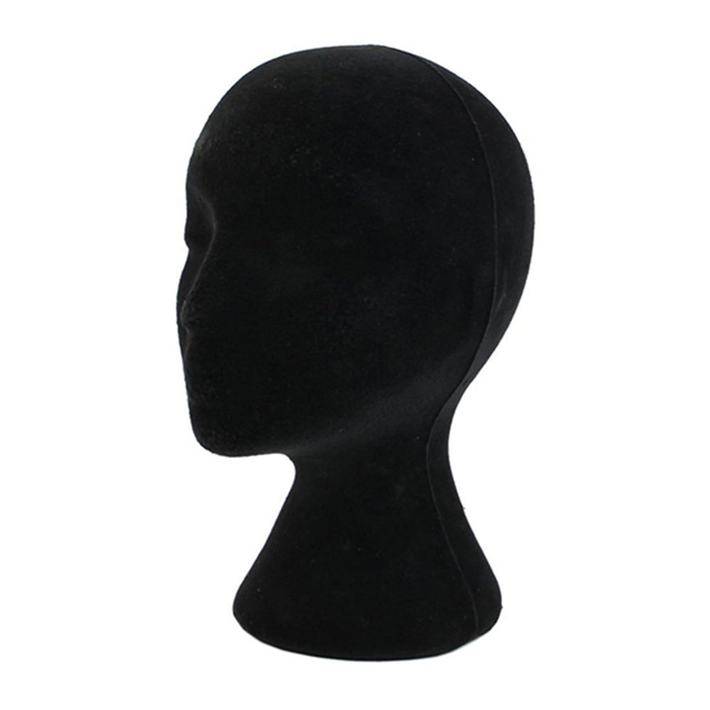 UDIYO Female Head Model Foam Wig Stand Manikin Head Wig Cap Holder for Store Salon Home, Wig Hat Glasses Display Stand Model for Business, Black