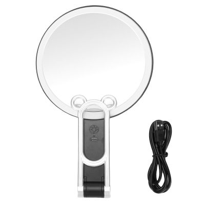 20X Magnifying Handheld Makeup Mirror with 64 LED Touch Control Portable Hand Mirror for Travel Business Trip, Foldable Handle, USB Charge, Three Color Lighting Modes (Black)