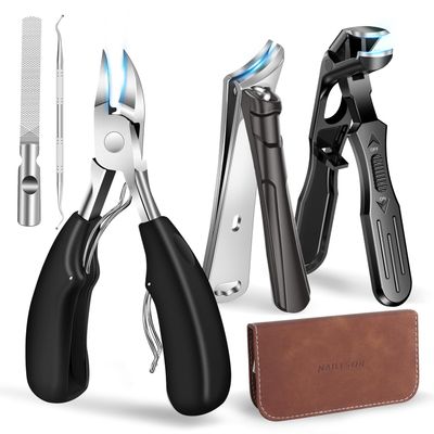 2026 Toenail Clippers for Thick Nails for Seniors, Nail Clippers for Men Angled Head, Toe Nail Clippers Slanted, Wide Jaw Opening with Catcher, Heavy Duty Ingrown Toenail Clippers Long Handle
