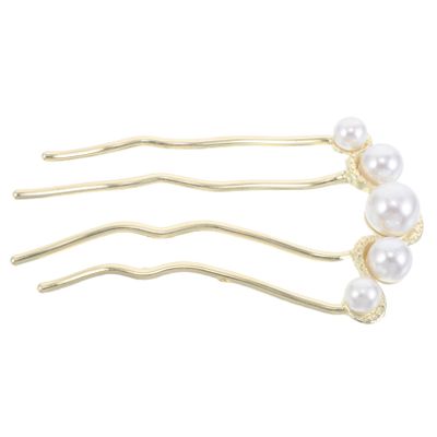BIUDECO Women Claw Metal Hair Pin for Updo Styling Vintage Design Fork Clip Pearl Accents Hair Accessory for Buns and Elegant Hairstyles