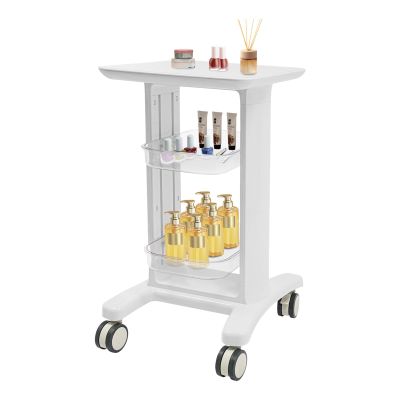 3-Tier Rolling Salon Cart with Wheels | ABS Beauty Storage Trolley with 2 Baskets & Instrument Tray - Professional Storage Cart for Spa, Clinic & Salon