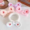 2 Pcs Spa Headband and Set,Heart Knotted Soft Fuzzy Elastic Headband for Washing Face Makeup Hairband Shower (White) view 2