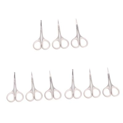 XCHOKPDG 3sets Vibrissa Scissors Safety Tip Scissors -Pointed Scissors Nose Hair Scissors Round Scissor Eyebrow Hair Trimming Scissors Curved Round Trimmer Silver 3pcs*3/1105(3)