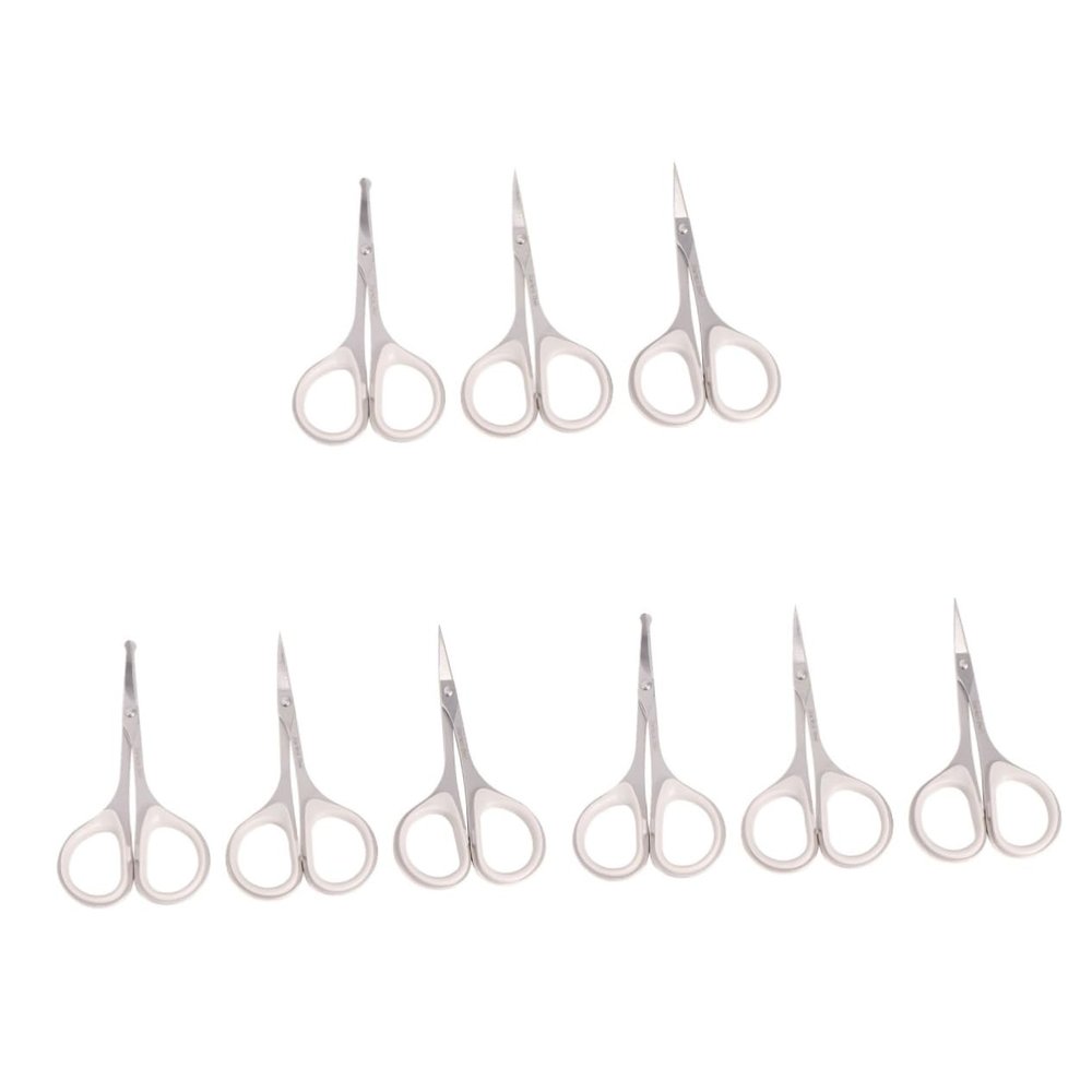 XCHOKPDG 3sets Vibrissa Scissors Safety Tip Scissors -Pointed Scissors Nose Hair Scissors Round Scissor Eyebrow Hair Trimming Scissors Curved Round Trimmer Silver 3pcs*3/1105(3)