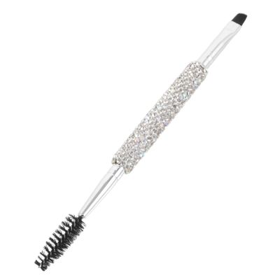 GALPADA Dual-ended Eyebrow Brush Rhinestone Angled Flat Spiral Eyelash Comb for Precise Shaping Portable Beauty Tool for Travel and Everyday Use