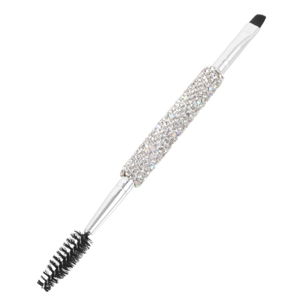 GALPADA Dual-ended Eyebrow Brush Rhinestone Angled Flat Spiral Eyelash Comb for Precise Shaping Portable Beauty Tool for Travel and Everyday Use