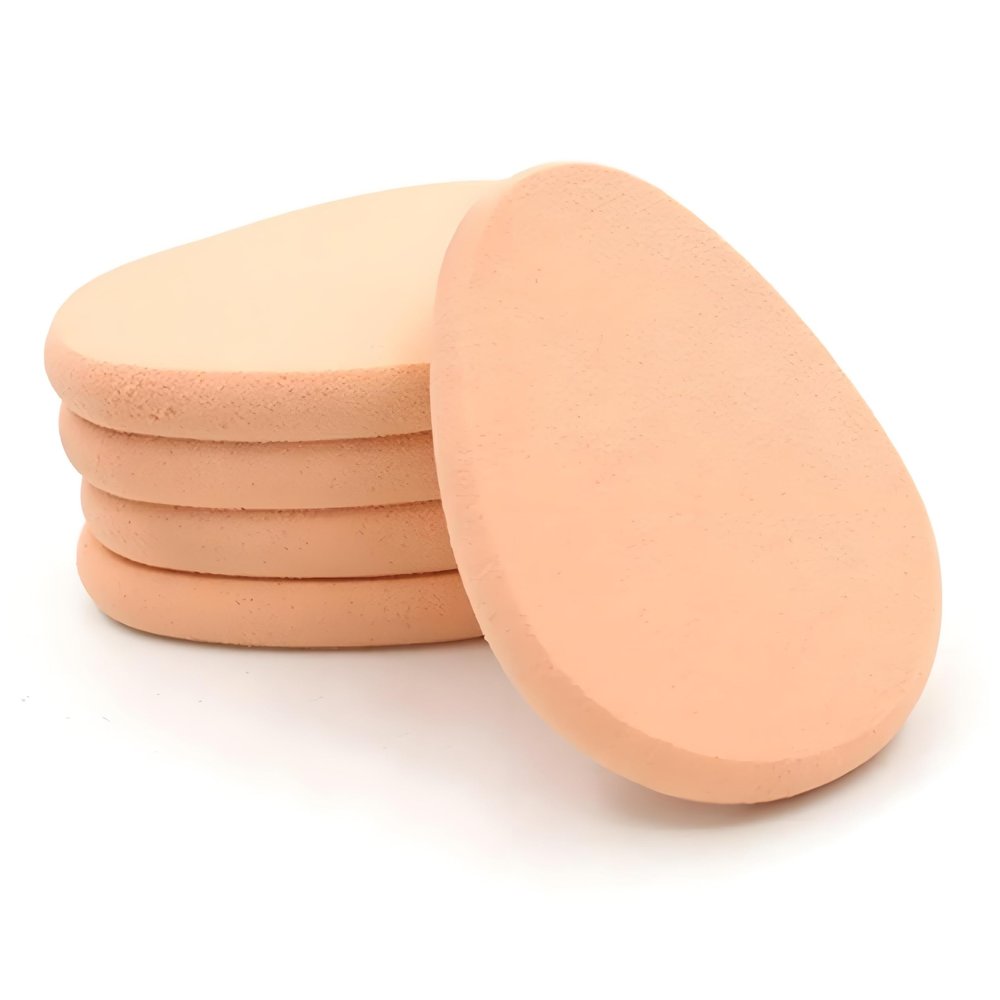 5Pcs Beige Smooth Makeup Sponge Blender, Flawless Foundation Powder Puff Beauty,2.7 Inch Facial Powder Puffs Foam Sponges For Liquid Foundation Makeup, Facial Cleansing Makeup Brushes and Tools