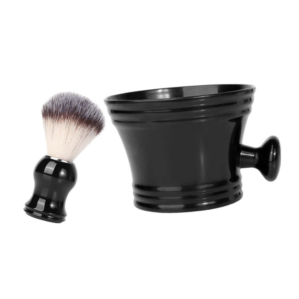 FRCOLOR Beard Brush Set for Men Shaving Bowl Brush Grooming Kit Nylon Bristles Portable Shaving Cup