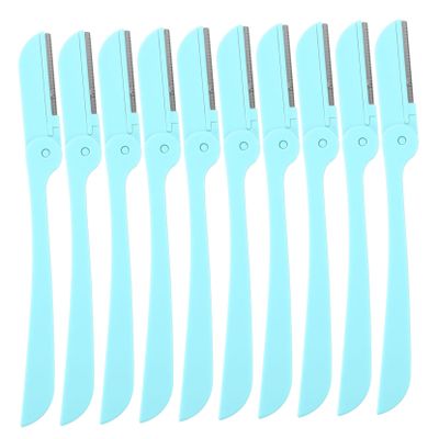 OATIPHO Stainless Steel Eyebrow Trimmer Set 10pcs Folding Eyebrow Razors for Women Portable and Easy to Use