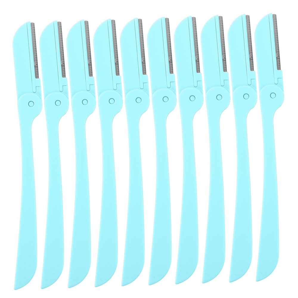 OATIPHO Stainless Steel Eyebrow Trimmer Set 10pcs Folding Eyebrow Razors for Women Portable and Easy to Use