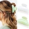 Fashey Acrylic Claw Clip Green Hair Clips Cute Medium Hair Claws Hair Accessories for Women (light green+white) view 1