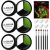 EBaokuup 3 Set Black White Green Face body Paint,3 Colors Witch Makeup Kit with Sponge and Brush,Halloween Formula Face Paint for Party Special Effect Makeup Cosplay Costume view 1