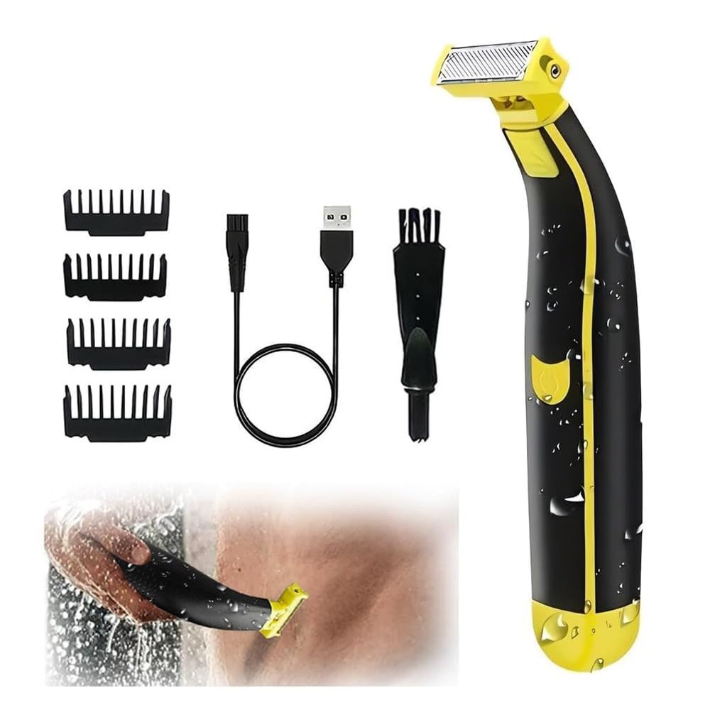 Men's Electric Shaver, Full Body Washable Dual Blade Wet & Dry Razor, USB Rechargeable,4 Precision Trimmer Heads for Beard, Facial, Body Grooming, Great for Gift (1PC)-Model #9