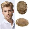 WigVivid Toupee Hair for Men Hairpiece Swiss Lace Mens Toupee Real Human Hair Replacement System for Men Bleached Knot Natural Looking 6X8#22R Light Blonde 100% Density view 1