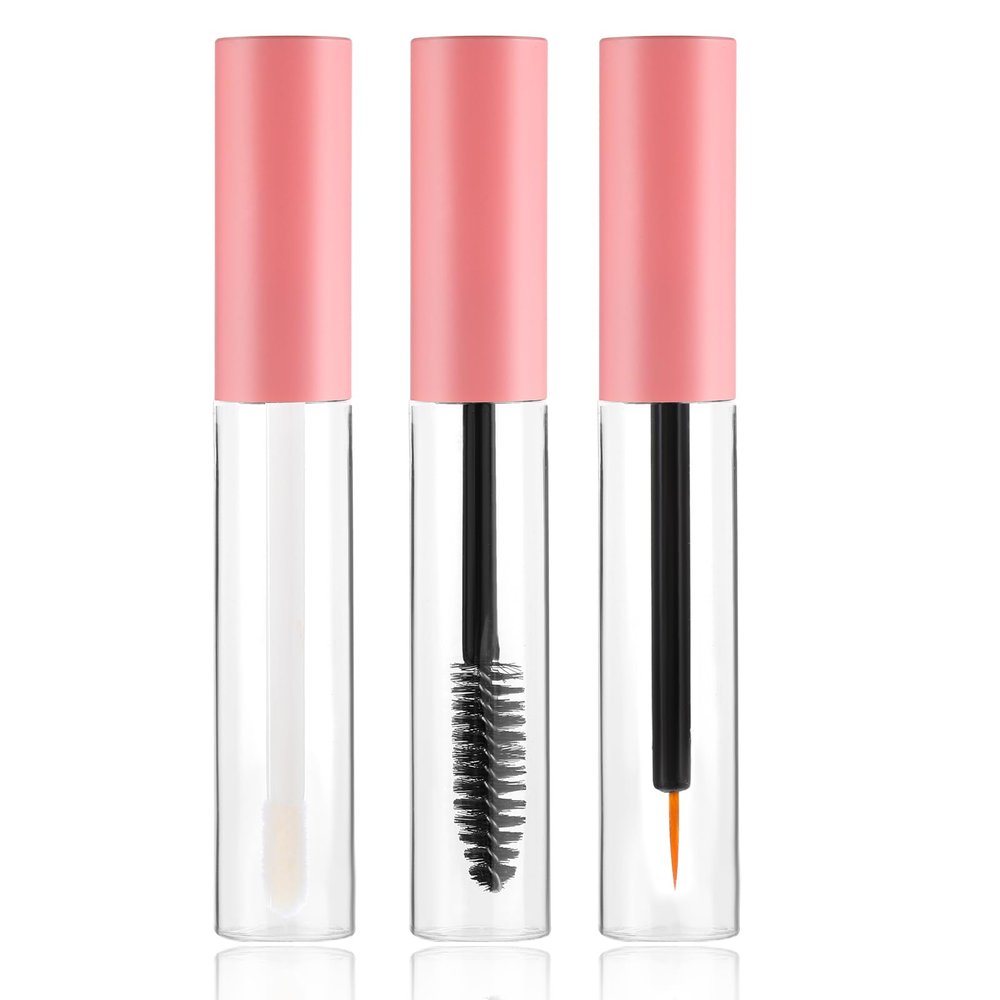 3 Pack 10ml Clear Mascara Tube with Wand, Empty Eyeliner Tube and Lip Gloss Tubes, Premium Eyelash Cream Container Bottle with Leak Stoppers, Ideal Kit for DIY Cosmetics Travel