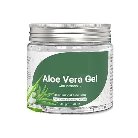 AM Aloe Vera Gel Moisturizer for Face & Hair, Aloe Gel, Enriched with Vitamin E for Soothing Skin, Paraben & Silicone Free 200g