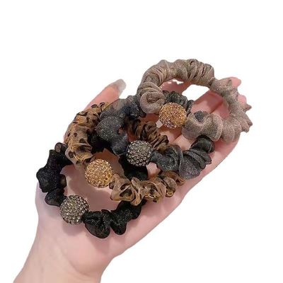 2 Packs Flower Hair Scrunchies for Women, Leaf Embroidery Acrylic Pearl Elastic Hair Ties, Elegant Hair Band, Hair Accessories for Parties, Daily Use (4pcs Style A, 2 Count (Pack of 1))