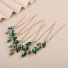 Rumtock 5pcs Green Rhinestones Beads Hair Pins Set for Wedding Brides Women Handmade Crystal Gold Hair Accessories (Green) view 2