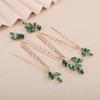 Rumtock 5pcs Green Rhinestones Beads Hair Pins Set for Wedding Brides Women Handmade Crystal Gold Hair Accessories (Green) view 3