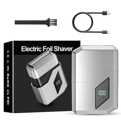 Electric Foil Shavers for Men, Waterproof Cordless Beard Trimmer with LED Display & Type-C Fast Charge, Portable Travel Electric Razor for Face, Gifts for Dad Him (Silver)