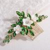 Lenjicons White Flower Green Rhinestone Hair Comb Teardrop Rhinestone Hair Comb Gold Wedding Hair Accessories Handmade Flower Rhinestones Hairpiece for Wedding Women (green) view 1