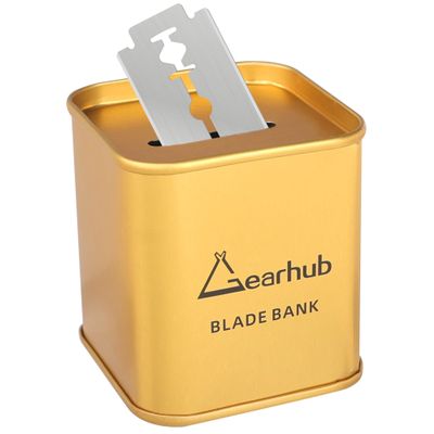 Gearhub Blade Bank Sharps Disposal Container Safely Store Used Safety Razor Blades Large Capacity for Barber Shops & Personal Use Sealed Design Holds 300+ Blades Matte Gold
