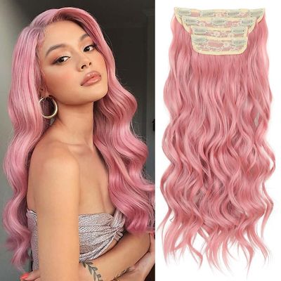 20 Inch Clip in Hair Extensions 4PCS Long Wavy Curly Hair Extensions Thick Hairpieces for Women Synthetic Hair Extension Clip ins Double Weft Hairpieces Full Head for Women (312#, 20INCH)