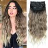 20 Inch Clip in Hair Extensions 4PCS Long Wavy Curly Hair Extensions Thick Hairpieces for Women Synthetic Hair Extension Clip ins Double Weft Hairpieces Full Head for Women (T27/613, 20INCH) view 1