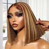 13x4 Straight 4/27 Brown Blonde Color Bob Lace Wig 150% Density For Women Transparent Lace Human Hair Frontal Short Wig Pre Plucked 16Inch view 1
