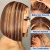 13x4 Straight 4/27 Brown Blonde Color Bob Lace Wig 150% Density For Women Transparent Lace Human Hair Frontal Short Wig Pre Plucked 12Inch view 2