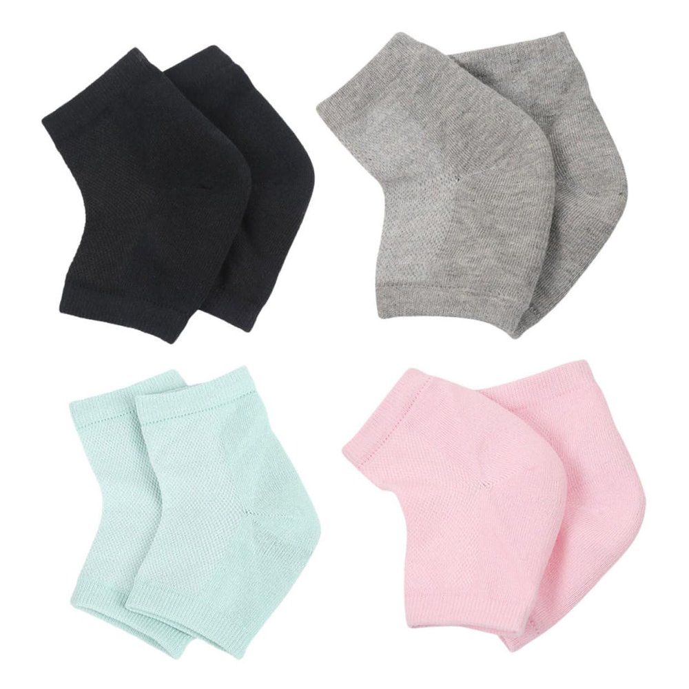 DECORNIJIA 4pairs Gel Heel Socks for Dry Cracked Feet Open Toe Moisturizing Spa Socks Ventilated Design for Men and Women for Softening and Hydrating Heels