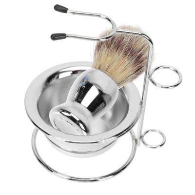 DECORNIJIA 1set Men's Shaving Brush Set Bubble Bowl Metal Stand Complete Grooming Kit for Beard Care Includes Shaving Brush Bowl for Home Barbershop Use