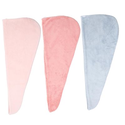 Beavorty 3pcs Quick Drying Hair Caps Water Absorbent Towels for Women Soft Coral Fleece Fast Hair Drying Hats for Home and Travel