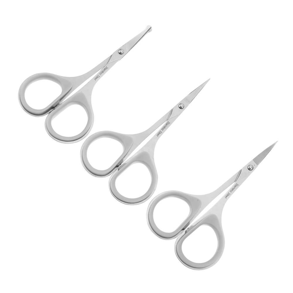 IWOWHERO 3pcs Cosmetic Scissors Rounded Tip Scissors Eyebrow Trimmer Beauty Tool