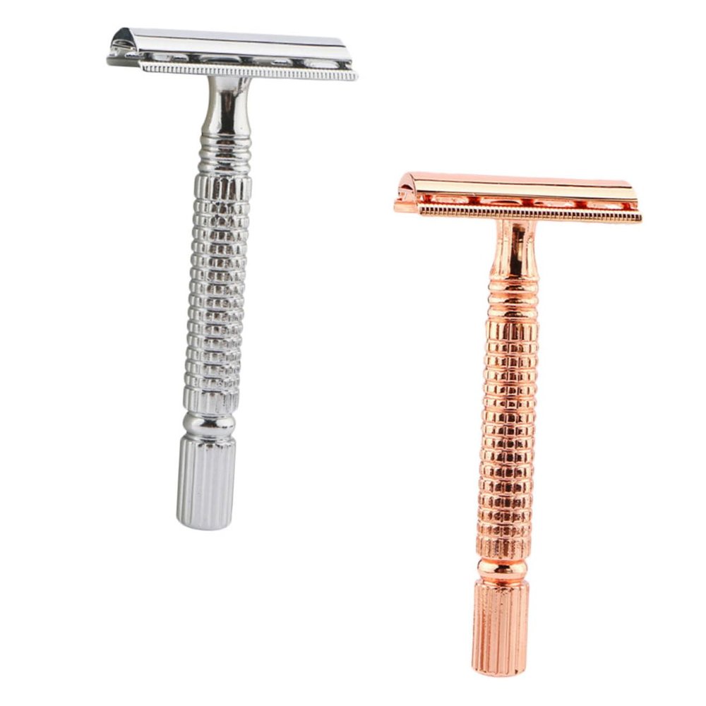 FRCOLOR 2pcs Manual Shaving Cutter Hotel Beard Metal Shaving Razor Face Body Shaver