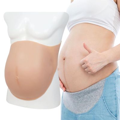 SooTTBE Full Silicone Fake Pregnant Belly Artificial Prosthetic Pregnancy Prop Soft Wearable Simulation Skin for Stage Enjoy,Color 3,S
