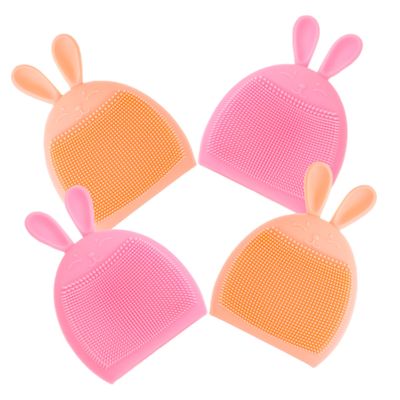 WOFASHPURET 4pcs Rabbit Face Wash Brush Facial Cleansing Brush Silicone Bristles for Delicate Skin
