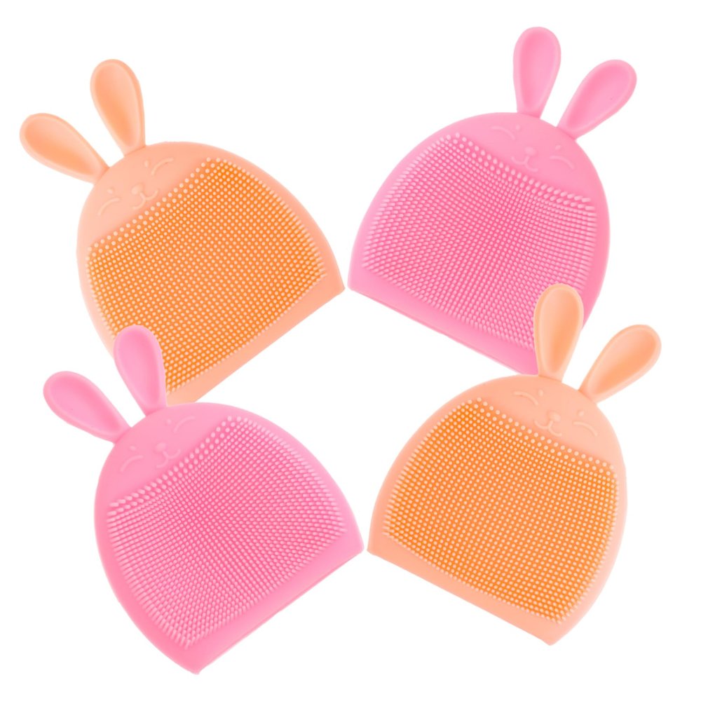 WOFASHPURET 4pcs Rabbit Face Wash Brush Facial Cleansing Brush Silicone Bristles for Delicate Skin