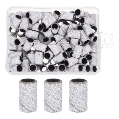 HARFINGTON 100pcs Small Sanding Bands 180 Grit for Nail Drill Bits Mini Sanding Band for Nails Gel Manicures White