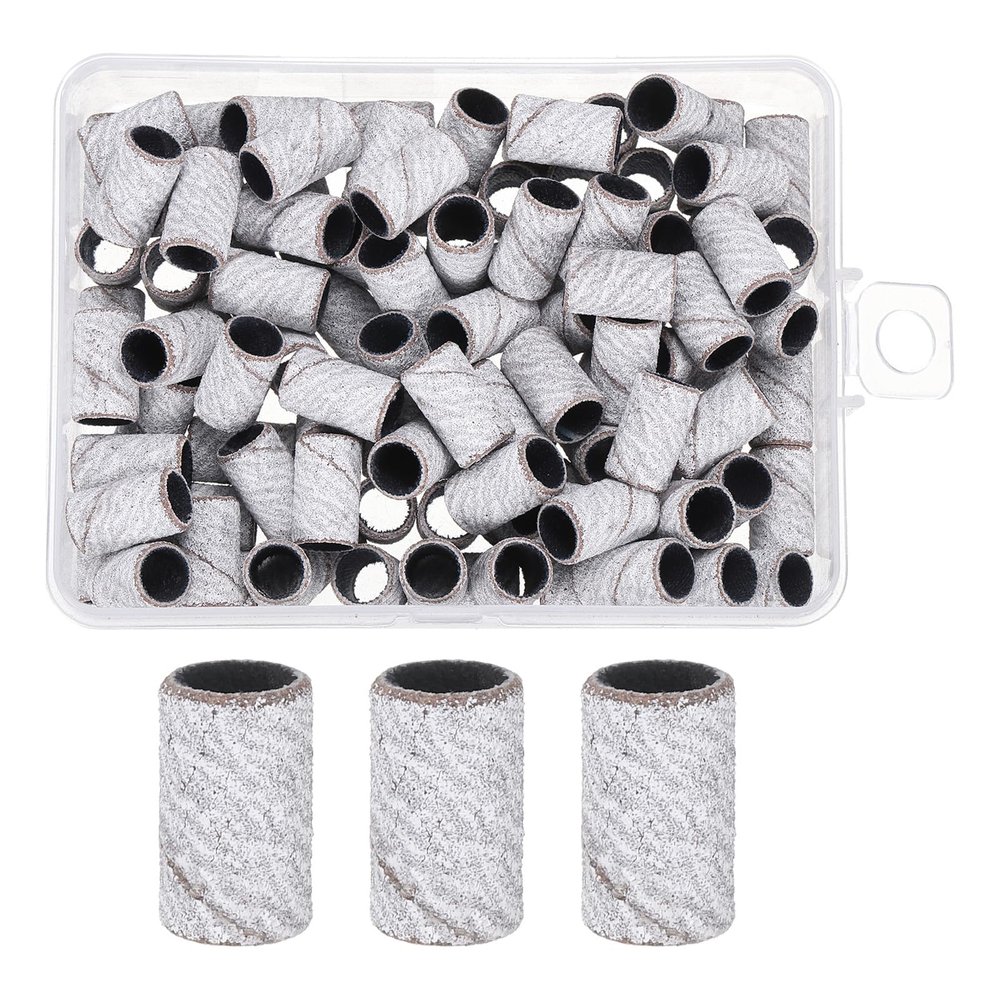 HARFINGTON 100pcs Small Sanding Bands 180 Grit for Nail Drill Bits Mini Sanding Band for Nails Gel Manicures White